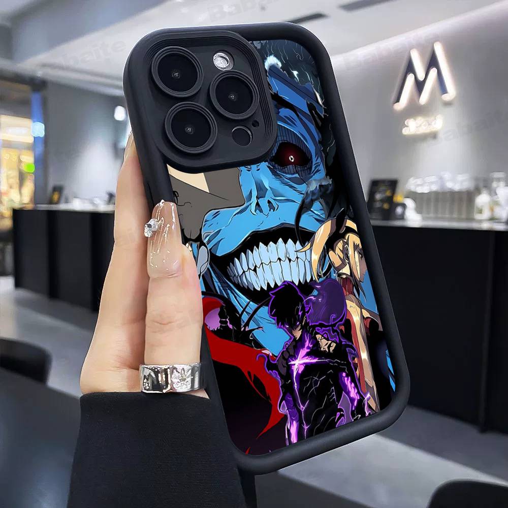 Popolare S-Solo L-Leveling Anime Custodia per Telefono Custodia per Telefono Per IPhone 17 16 15 14 13 12 11 Pro Max Plus Copertura Morbida Nera