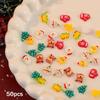 50Pcs Cute Cartoon Resin Christmas Series Nail Charms Santa Claus Snowman Reindeer Nail Art Decoration For Manicure Diy