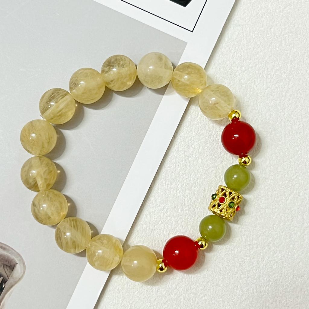 Natural Stone Beaded Bracelets for Women Semi-Precious Gemstones 10mm Round Beads Chalcedony Bangle Beading Jewelry Gifts