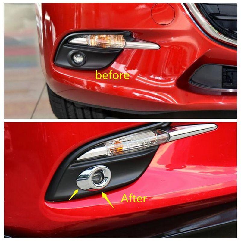 ABS Chrome Front Bumper Fog Light Lamp Decoration Ring Cover Trim Fit For Mazda 3 Sedan Hatchback 2017 2018 Car Accessories