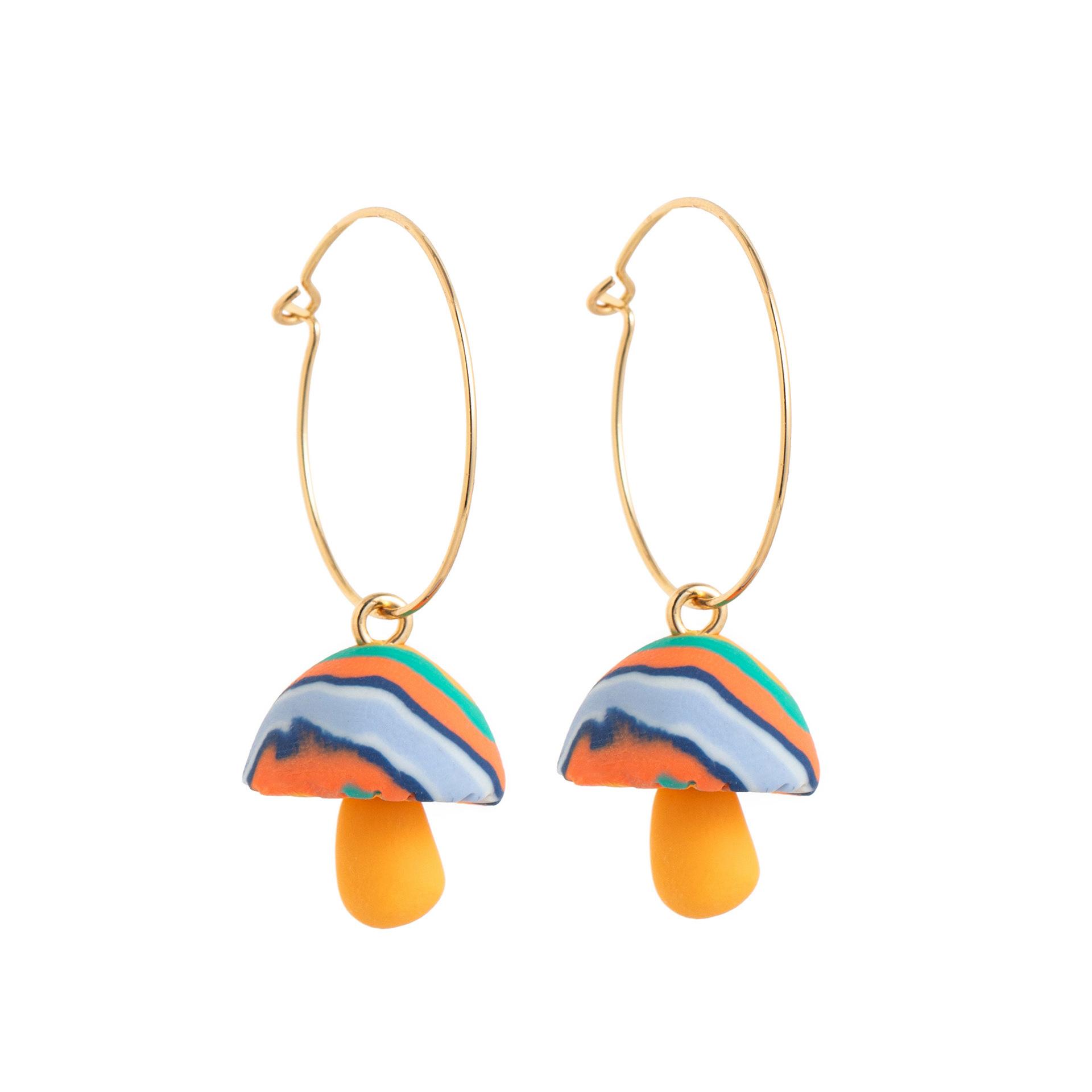 

Creative Niche Cute Retro Three-Dimensional Dripping Oil Colored Soft Pottery Handmade Dopamine Big Mushroom Earrings
