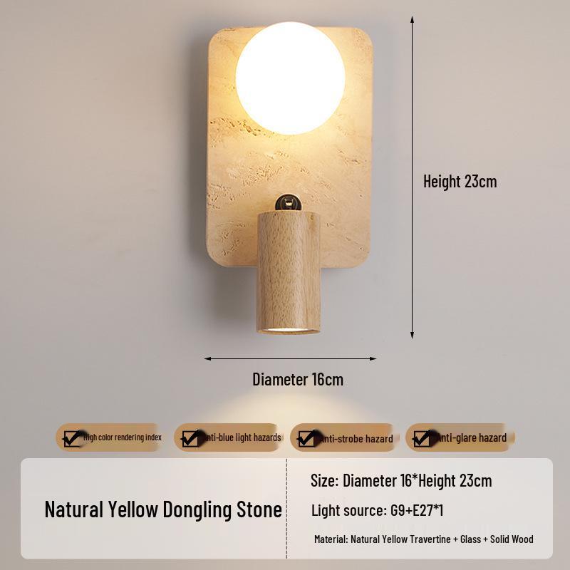 Wabi-Sabi Style Japanese Walnut Wall Lamp for Living Room, Bedroom, Hotel Entrance, or Corridor.