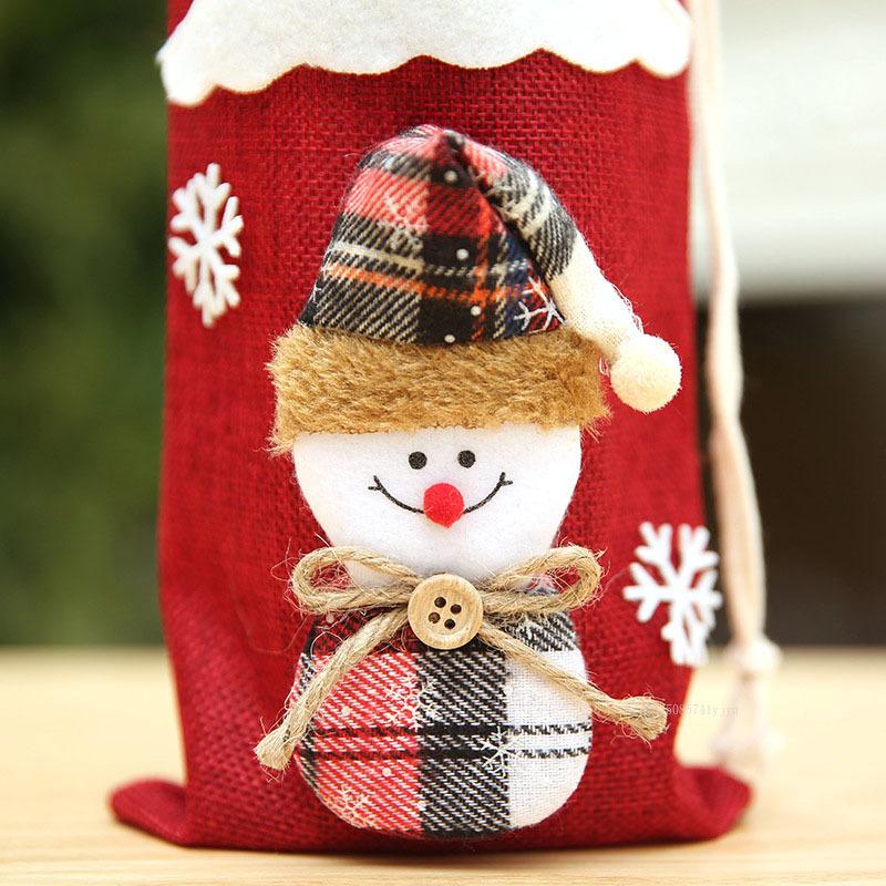 Christmas Red Wine Bottle Cover Cartoon Linen Red Wine Champagne Bottle Bag Champagne Bottle Cover Christmas Decor 2025 New