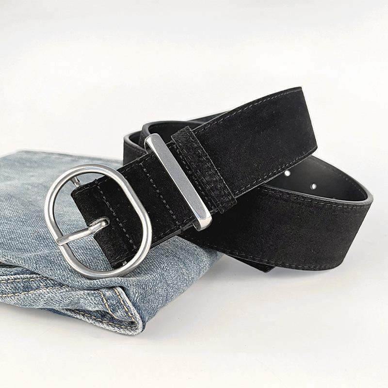 

Suede Frosted Wide Version of Women s Genuine Leather Belt Tucked Waist and Slim Sweater Suit Jacket Coat Decorative Women s Waist Seal 105cm