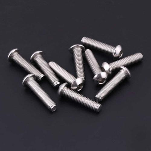 60-Piece M6 Stainless Steel Round Head Hex Socket Bolts with Plastic Case