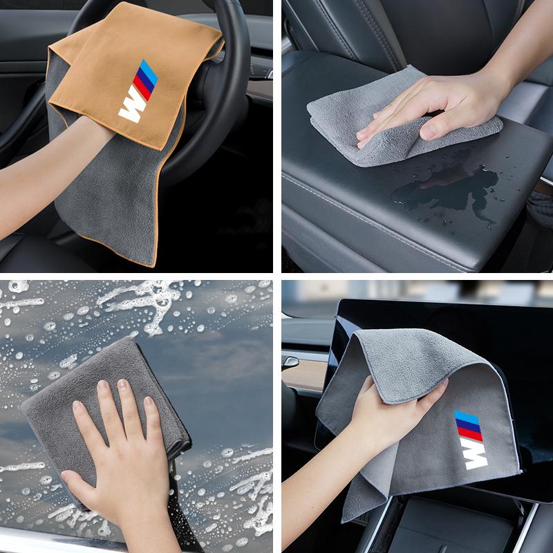 QXFA9 For BMW M M3 M5 M6 E36 E46 E91 F48 F25 F10 F20 X1X3X5 X6 X7 Suede Car Wash Towel Cleaning Rag Tools Interior Cleaning Soft Brush