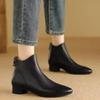 Fashion Pointed Toe Ankle Boots Women Elegant Mid Heels Leather Shoes 2026 Trend Pumps Winter Cozy Large Size Chunky Botas Mujer