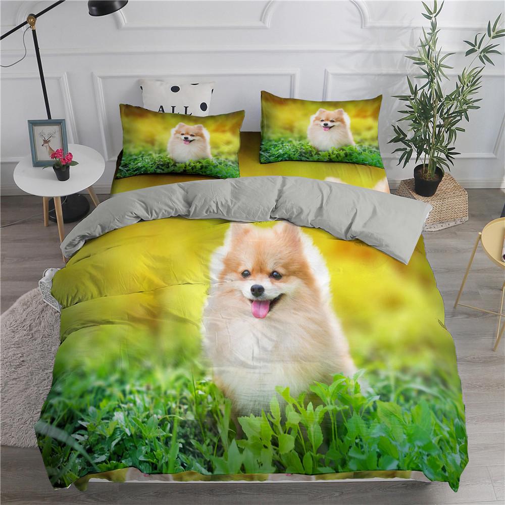Pomeranian Dog King Queen Duvet Cover Puppy Bedding Set For Teens Adults Pet Animal Colorful Sky 2/3pcs Polyester Quilt Cover