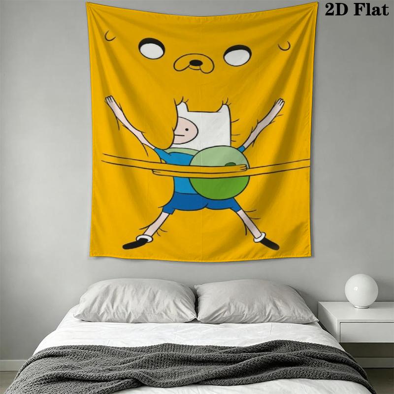 Adventure Time Anime Wall Tapestry Aesthetic Wall Hanging Printed Fabric Blanket Decorative Tapestries for Bedroom Living Room Home Decor