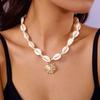 Bohemian Pearl Shell Choker Necklace For Women Boho Beach Shell Pendant Rope Chain Necklace Summer Vacation Jewelry Gift