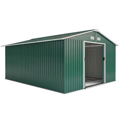 12.5 X 11.1ft Steel Sliding Door Storage Shed - Green