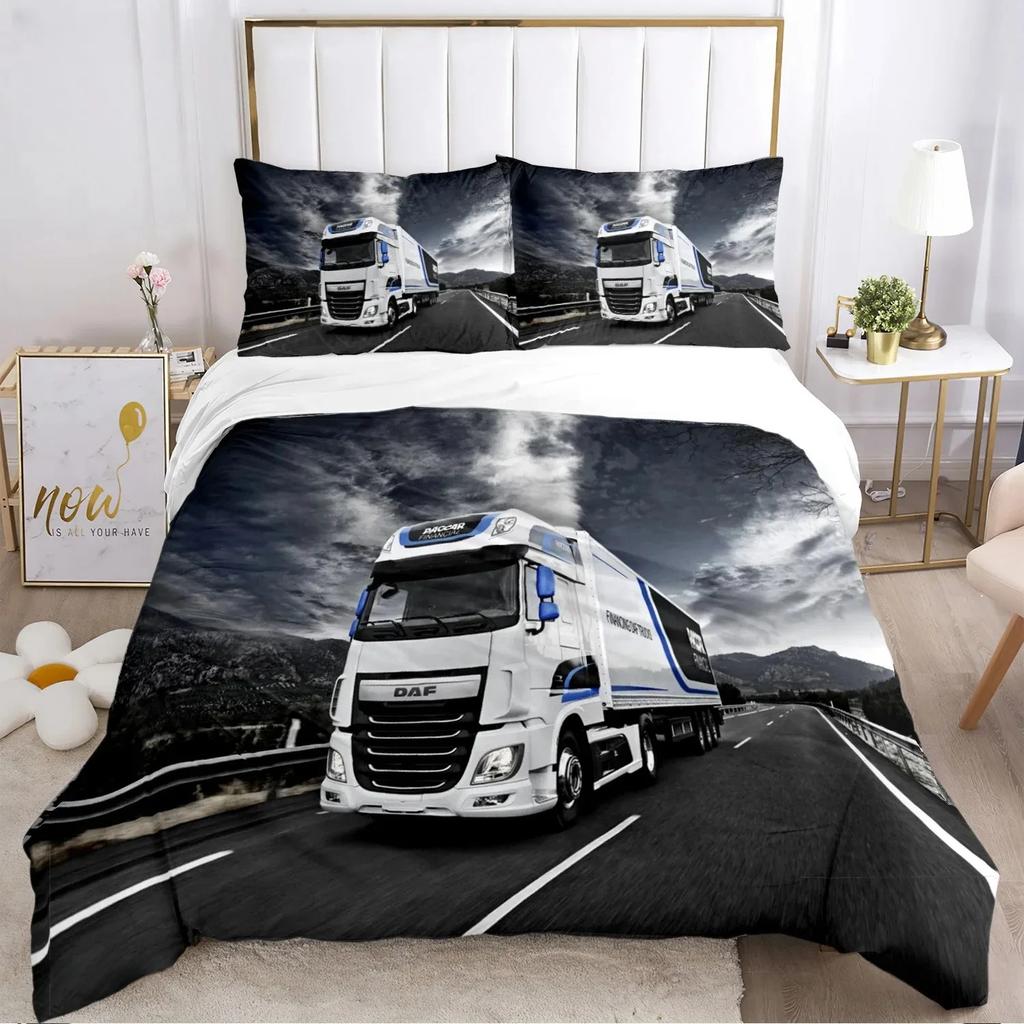 Federa Piumone con Logo Camion DAF alla Moda Set Biancheria da Letto Coperta Morbida e Federe per Ragazzi Singolo_Matrimoniale_Queen_King