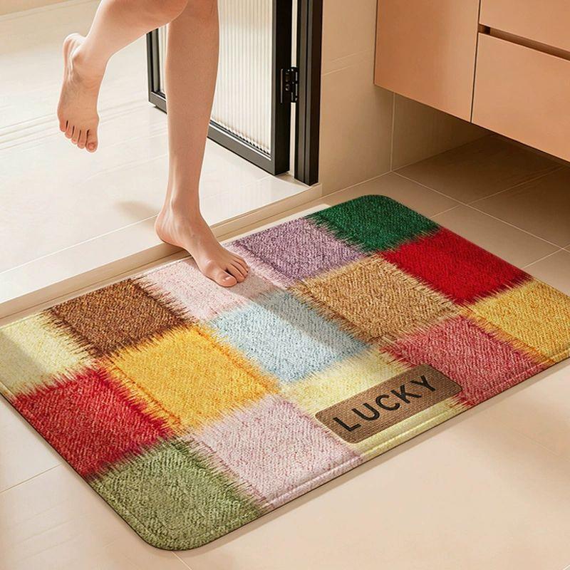 Brown Plaid Sausage Dog Beret Bath Rug Skid Resistant Absorbent Floor Mat Soft Carpet Room Decor Toilet Accent Durable