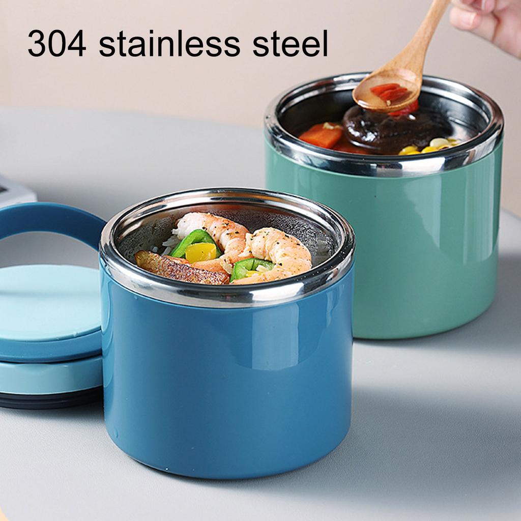 Round Lunch Box Stainless Steel Leak Proof Insulated Large Capacity Food Thermal Jar Soup Containers Food Storage Box 630ML/1L