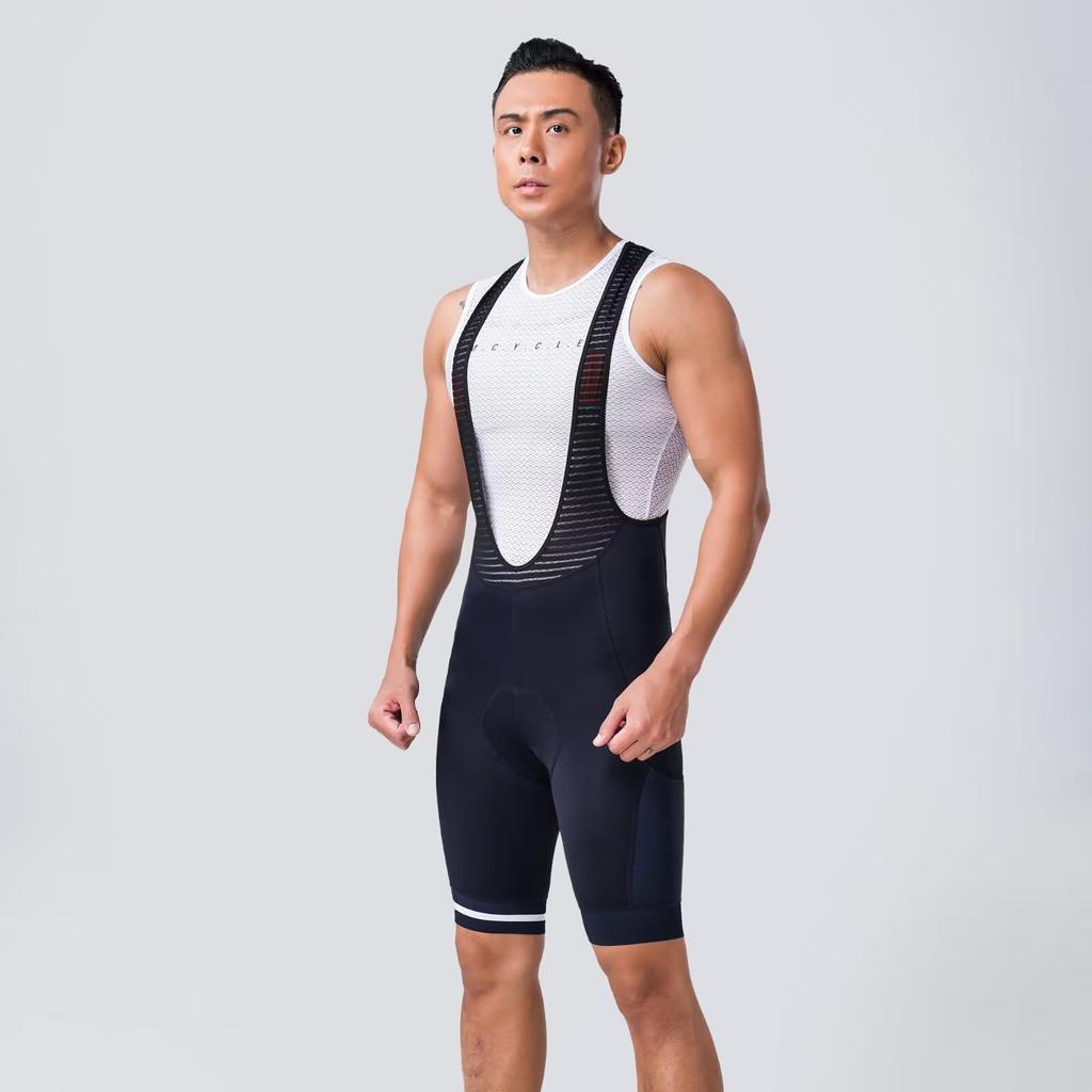 Morethan Cycling Bib Pants with and Stretchy Features Men's (Size L/Black/Cropped Length) Pad, Sweat-Wicking, Quick-Drying, Reflective, (BVP-013)