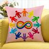 For Accept Support Love Autism Pride Symbol Rainbow World Various Sizes Square Pillow Case For Car Home Bedchamber Decor