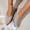 Fashion Plus Size Flats Summer New Pointed Toe Shallow Mouth Knit Flying Wire Breathable Soft Sole Non-Slip Wear-Resistant Single Shoes