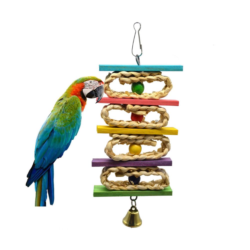Corn Leaf Wooden Steel Hanging Toys Parrots Bird Squirrel Funny Chain Toy Bird Bites Climb Chew Toys
