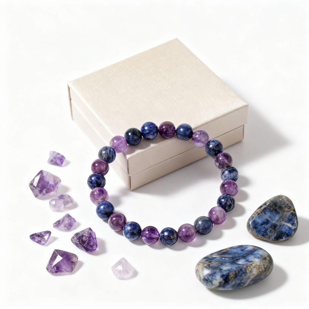 Cadeaux Festifs Bracelet Perles Améthyste Sodalite Pierre Naturelle Guérison Bijoux Mode Pour Hommes Femmes Usage Quotidien Cadeau