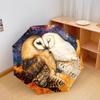 1 PC Automatic Folding Umbrella - Owls Pattern, Portable & Foldable Design with 8 Ribs, Christmas Birthday Gifts