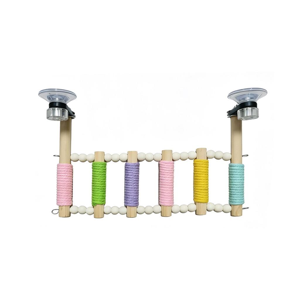Colorful Bird Cotton Rope Ladder 5/6/7/8//9/10 Steps Cotton Rope Wrapped Wooden Bird Perch Anti-anxiety Suction Cup