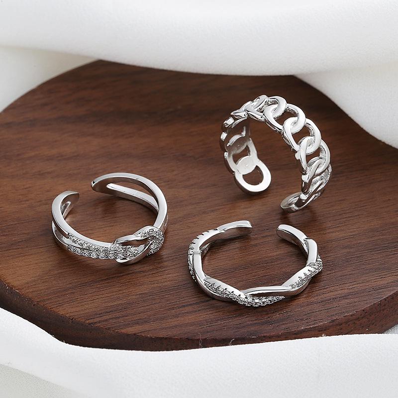Fashionable Light Luxury Open Adjustable Ring Set for Women - European & American Style, Trendy, Cool, and Unique Personality.