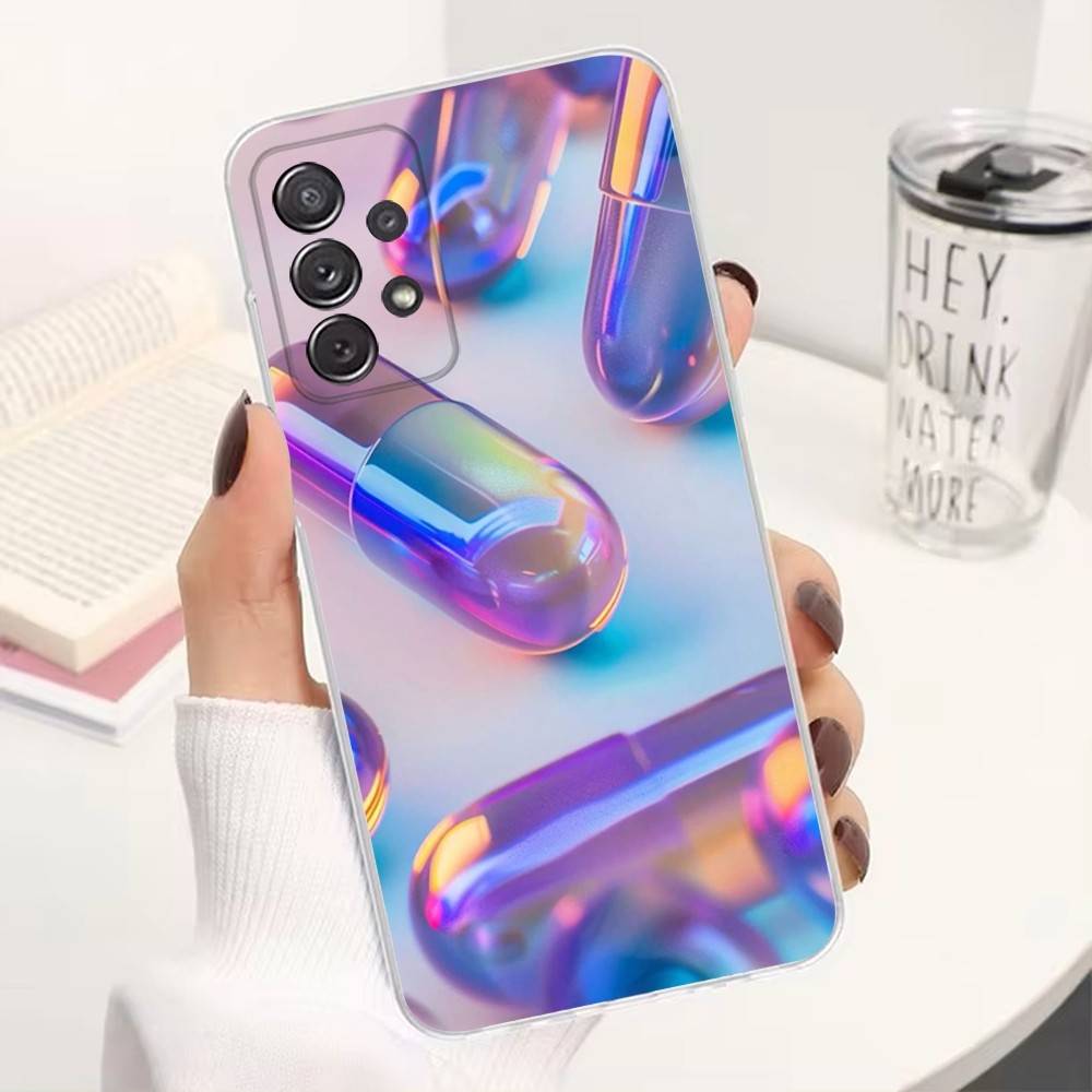 

Pink Dazzling Pills For Samsung A30,51,71,S9,Ultra,S20,FE,21,PIus,10,22,Lite,23,Transparent, Silicone Case SamsungS25Ultra 5G