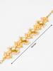 Gold-Plated White & Peach Stone-Studded & Beaded Handcrafted Bracelet