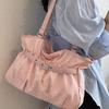 Fashi Pleate Star Handbag,korean Exquisite Leather Strap Decorate Underarm Bag,casual Large Capacity Commuter Bag With Pendant