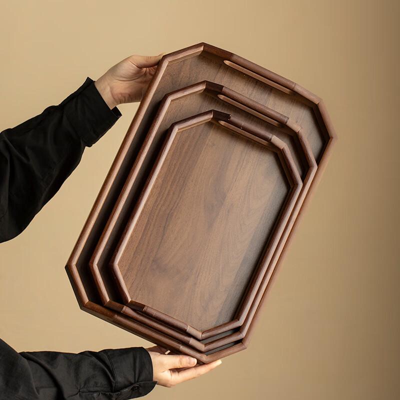 Minimalist Bamboo Wood Octagonal Serving Tray with Handles