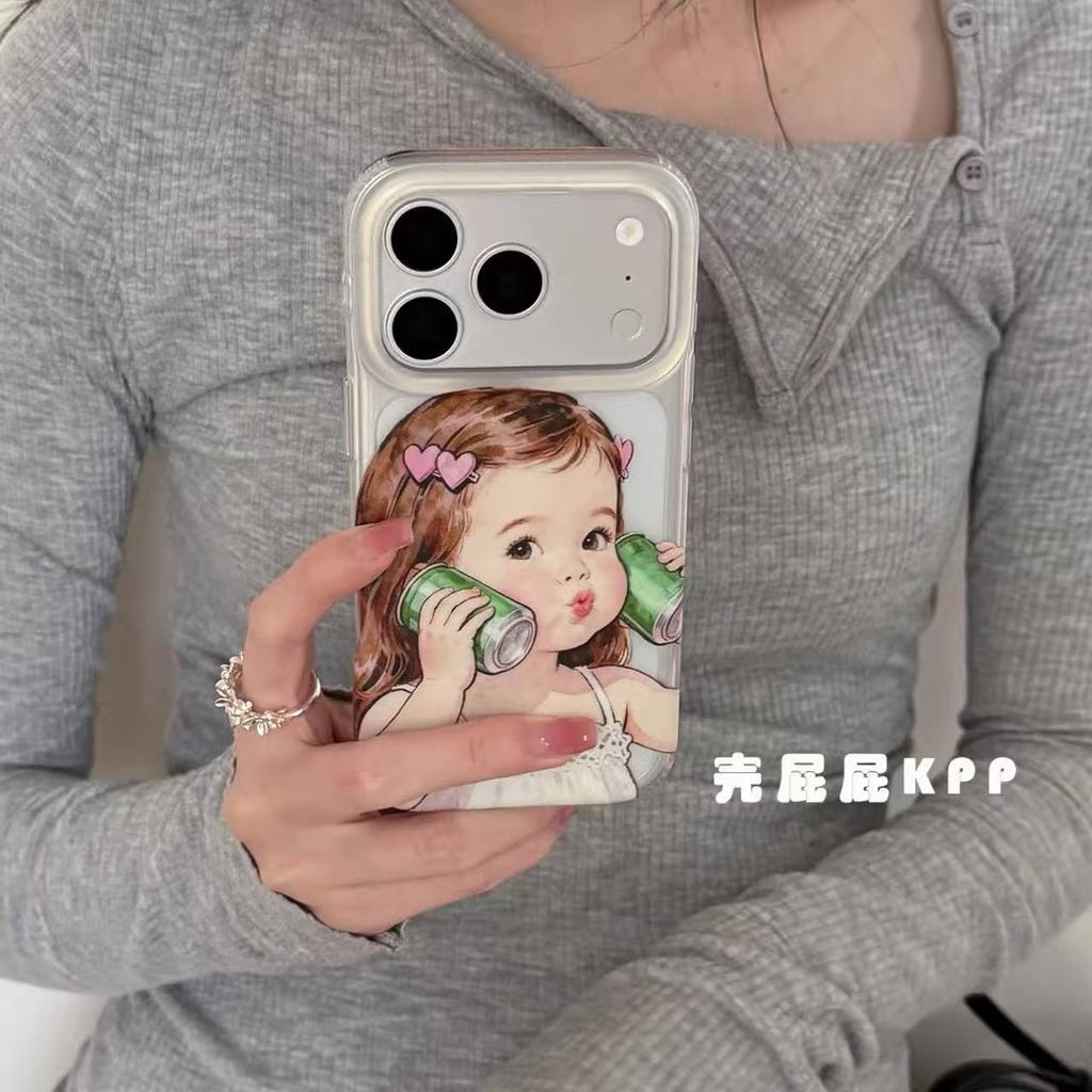 Semi-transparent matte cute playful little girl ins15 for iPhone17promax iPhone 16 mobile phone case 15