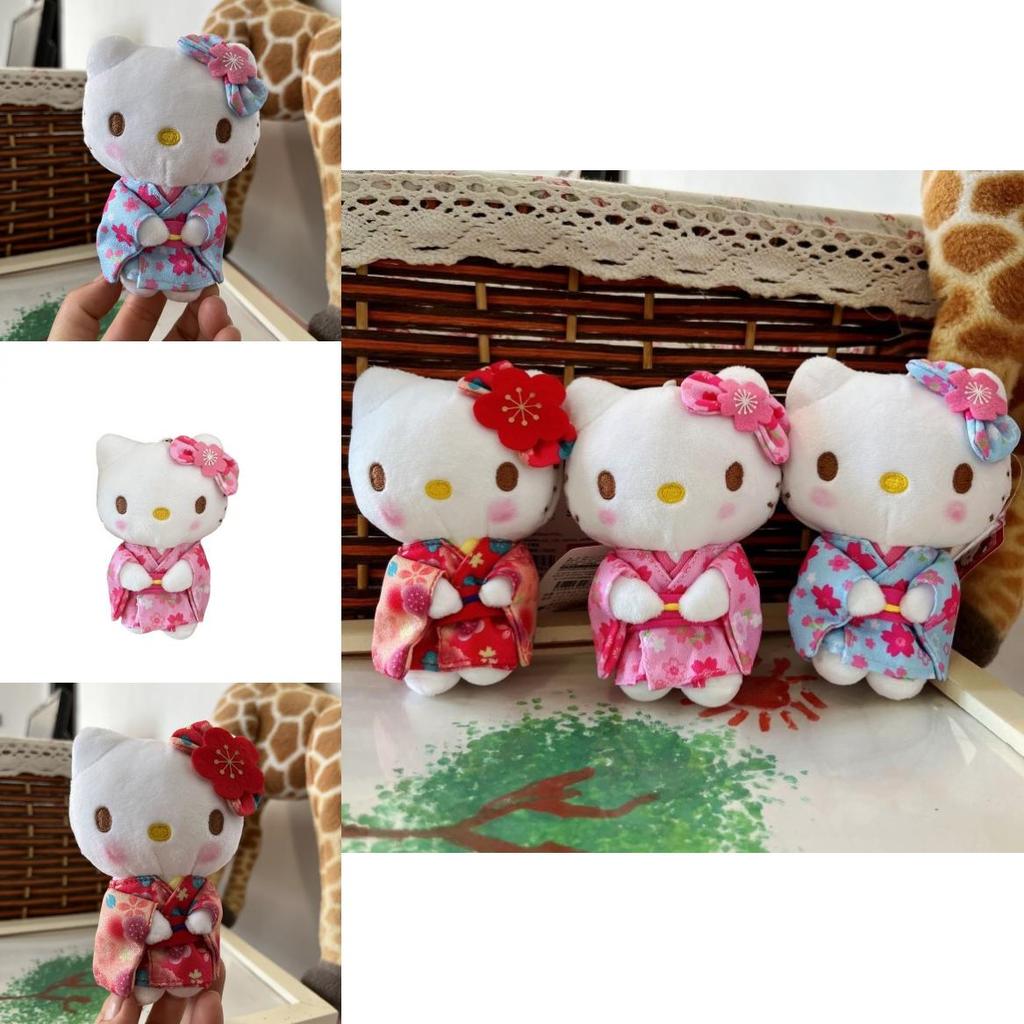 Plush Cat Keychain With Kimono Costume Cute Standing Toy For Bag Decoration