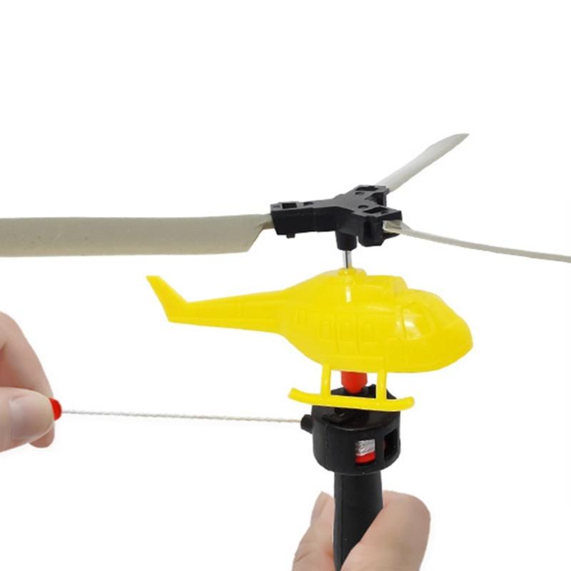 6pcs/set Pull String Helicopter Toy Random Color Recommended for Children 3 and Up Wonderful for Outdoor Fun Gatherings