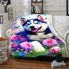 1pc Husky Puppy Blanket Lightweight Blanket Throw Blanket For Sofa, Bed, Travel, Camping, Livingroom, Office, Couch, Chair yy251010053