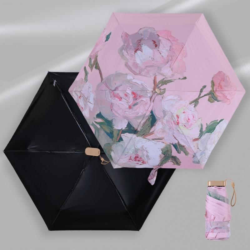 Oil Painting Umbrella Folding Rain Umbrella Travel Umbrella Small Umbrella Folding Umbrella Rain & Sun Umbrella