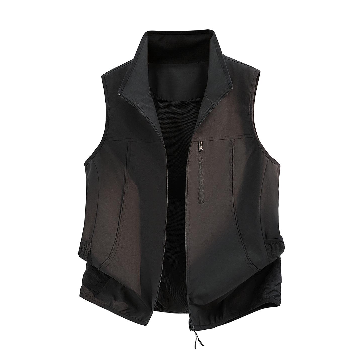 

American Color Block Sleeveless Casual Vest - Unisex Couple Style L чорний