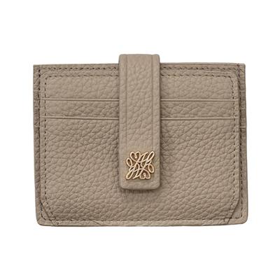 Gisele Slim Genuine Leather Card Case with 10 Pockets, Bifold, and Fragment Case for Women (Grey Beige)