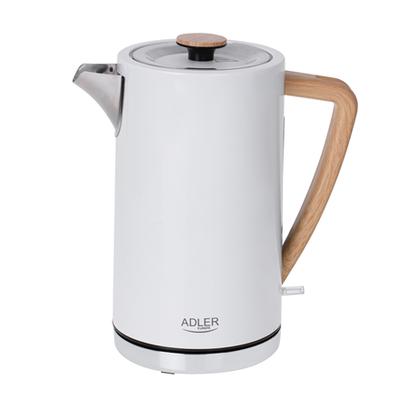 Adler AD 1347w Electric Kettle, 2200 W, 1.5 L, Stainless Steel, White, 360° Swivel Base.