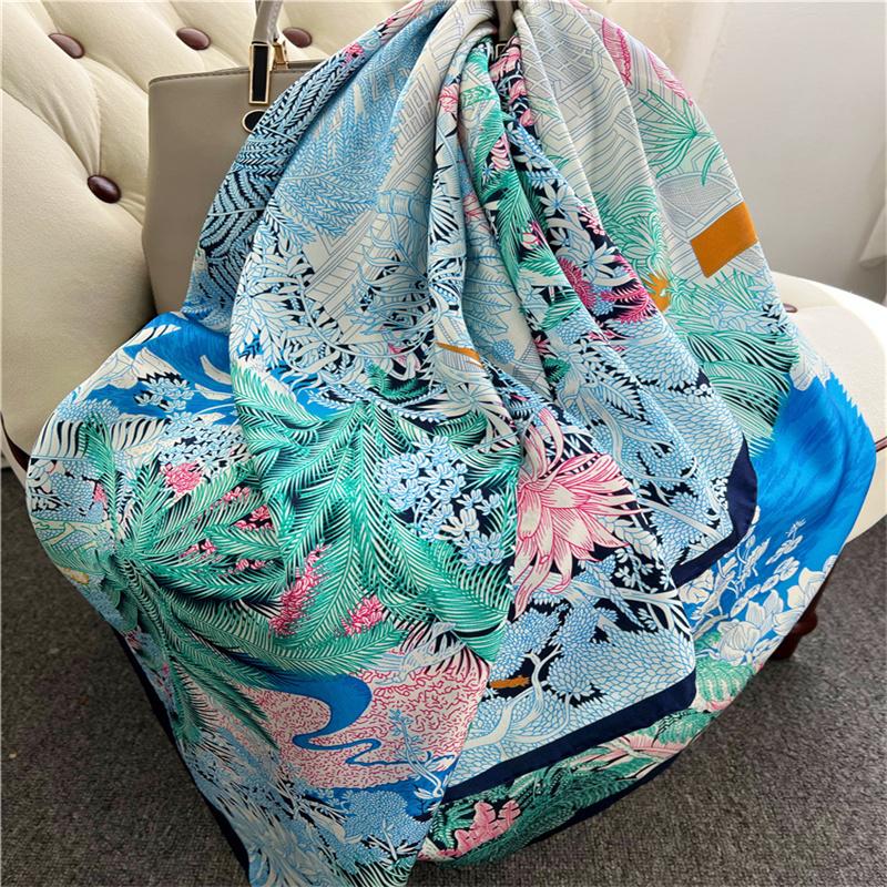 110*110 cm Quadratischer Seidenschal Damenmode Bedruckter kleiner Halsschal Büro Damen Haargürtel Folar Taschentuch Damen Taschentuch Schal Schal