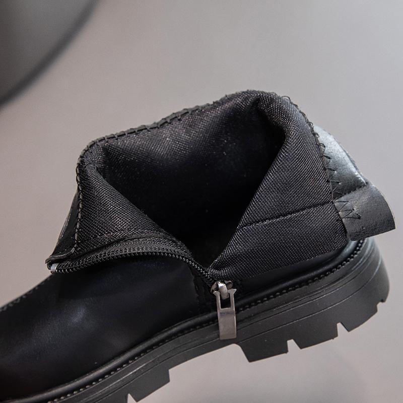 Mode Mädchen Stiefeletten Schwarz PU Leder Schleife Runde Zehe Mode Kinder Herbst Winter Stiefel Mode Schleife Runde Zehe Kinderschuhe