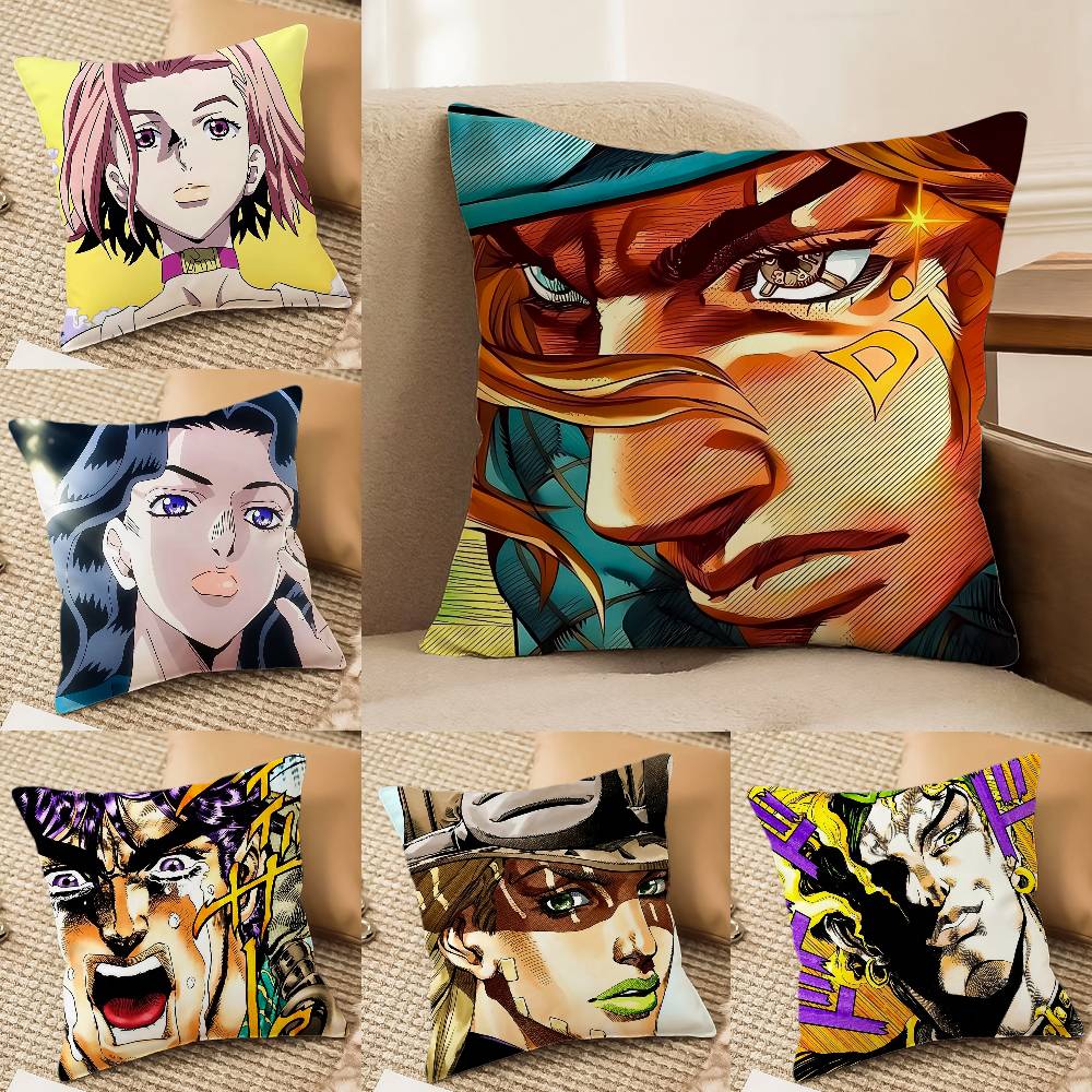 JoJos B-Bizarre Adventure Pillow Case Anti-dustmite Pillowcase Invisible zipper silky Sofa cushion cover