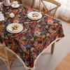 American Retro Polyester Cotton Color Woven Jacquard Magpie Flower Plant Fringed Tablecloth Rectangular Coffee Table Tablecloth Dining Table Cloth