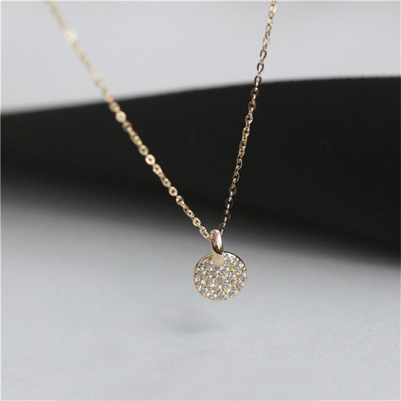 925 Sterling Silver French Simple Pav éCrystal Brand Pendant Clavicle Chain Necklace Women Classic Plating 14k Gold Jewelry Gift