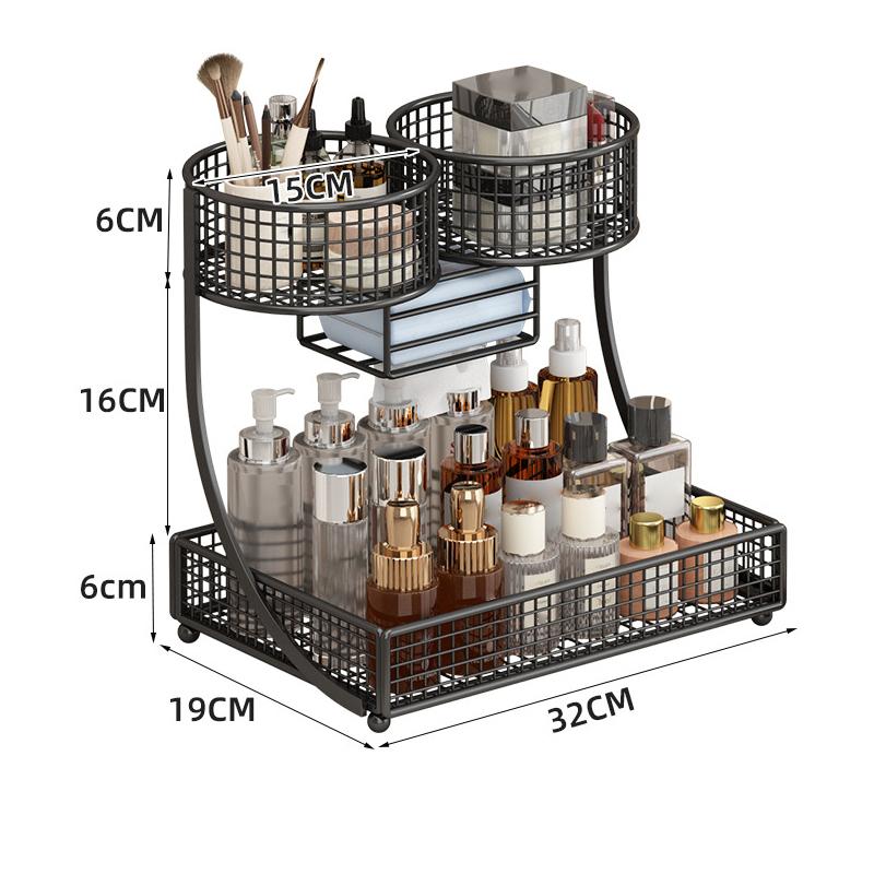 1Pc Lightweight Varnished Metal Makeup Storage Rack - No - Installation, Ideal For Vanity Countertop, For Lipstick & Skincare