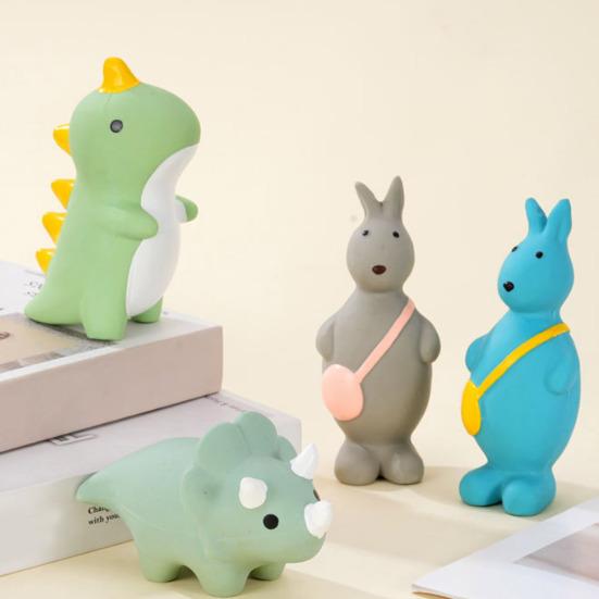 Squeaky Dinosaur Dog Chew Toy Bite Resistant Aggressive Chewer Latex Kangaroo Interactive Toy Small Dog Teething Cleaning Boredom Toy