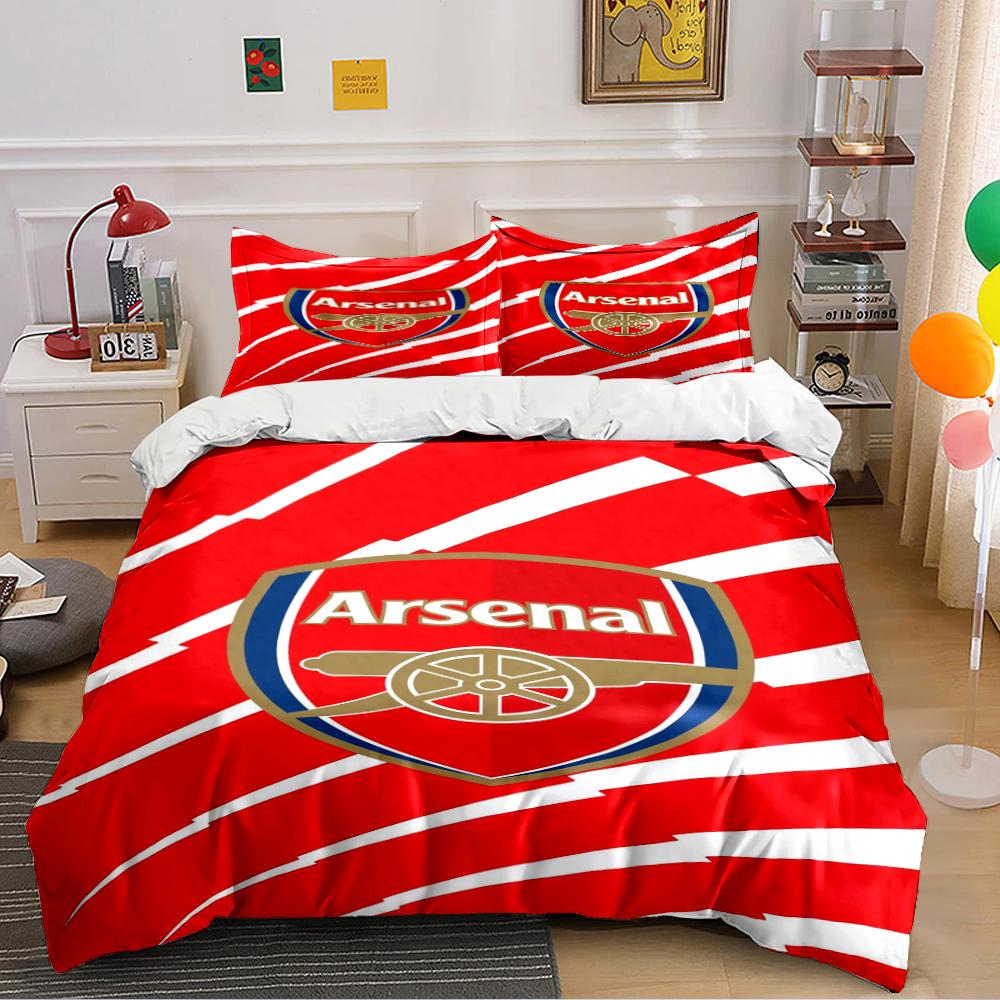 Set Biancheria da Letto Rossa con Logo Arsenal Set Copripiumino Federe Decorazione per la Casa (1 * Copripiumino 2 * Federe, senza piumino)
