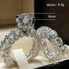 Jewelry, Women'S Round Diamond Set Fashion Pair Ring, Full Diamond Ring