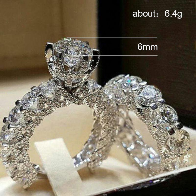 Jewelry, Women'S Round Diamond Set Fashion Pair Ring, Full Diamond Ring