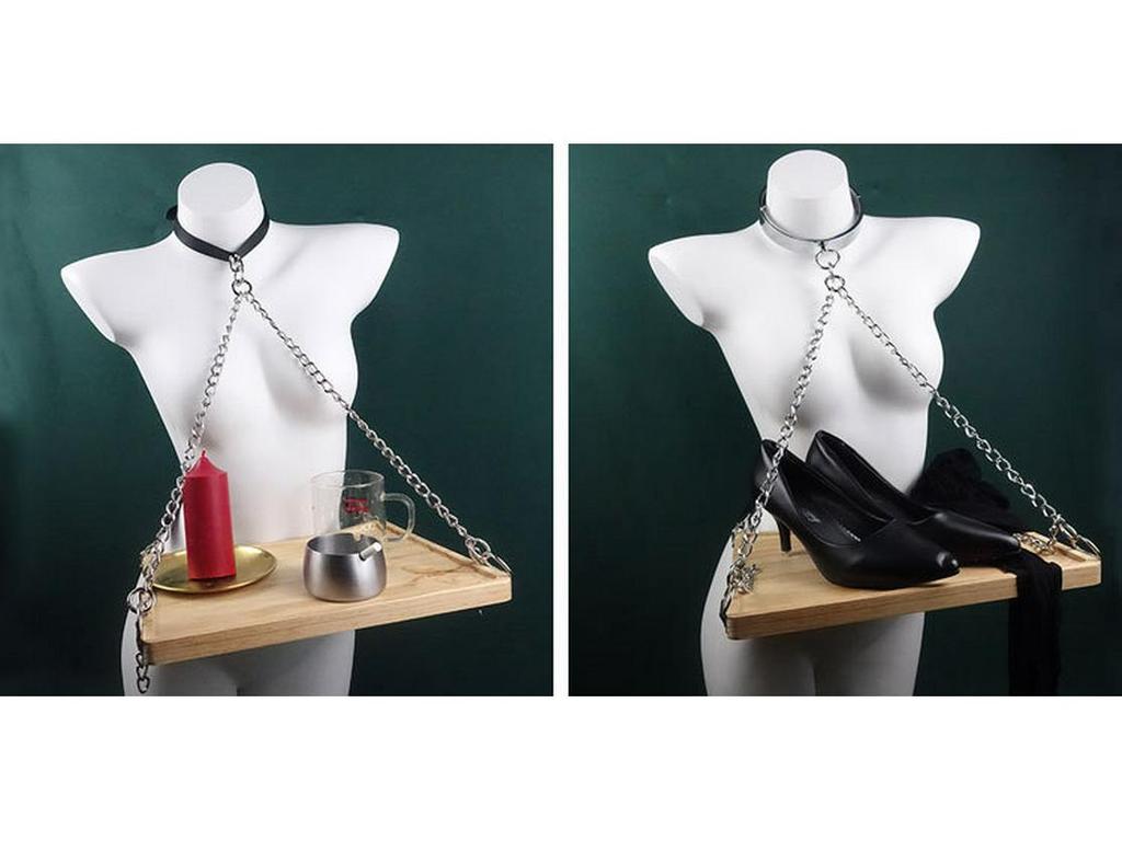 Colar com Pinças Eroticas Ponderadas para Treinamento de Escravo Masculino