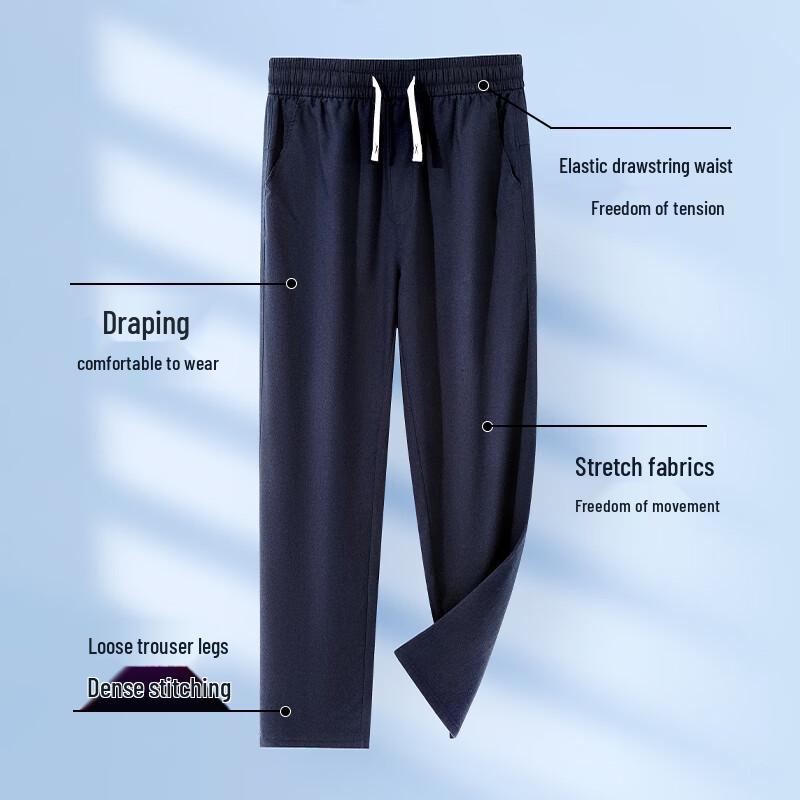 Fengmao Men's Summer Cotton Linen Blend Straight-Leg Casual Pants